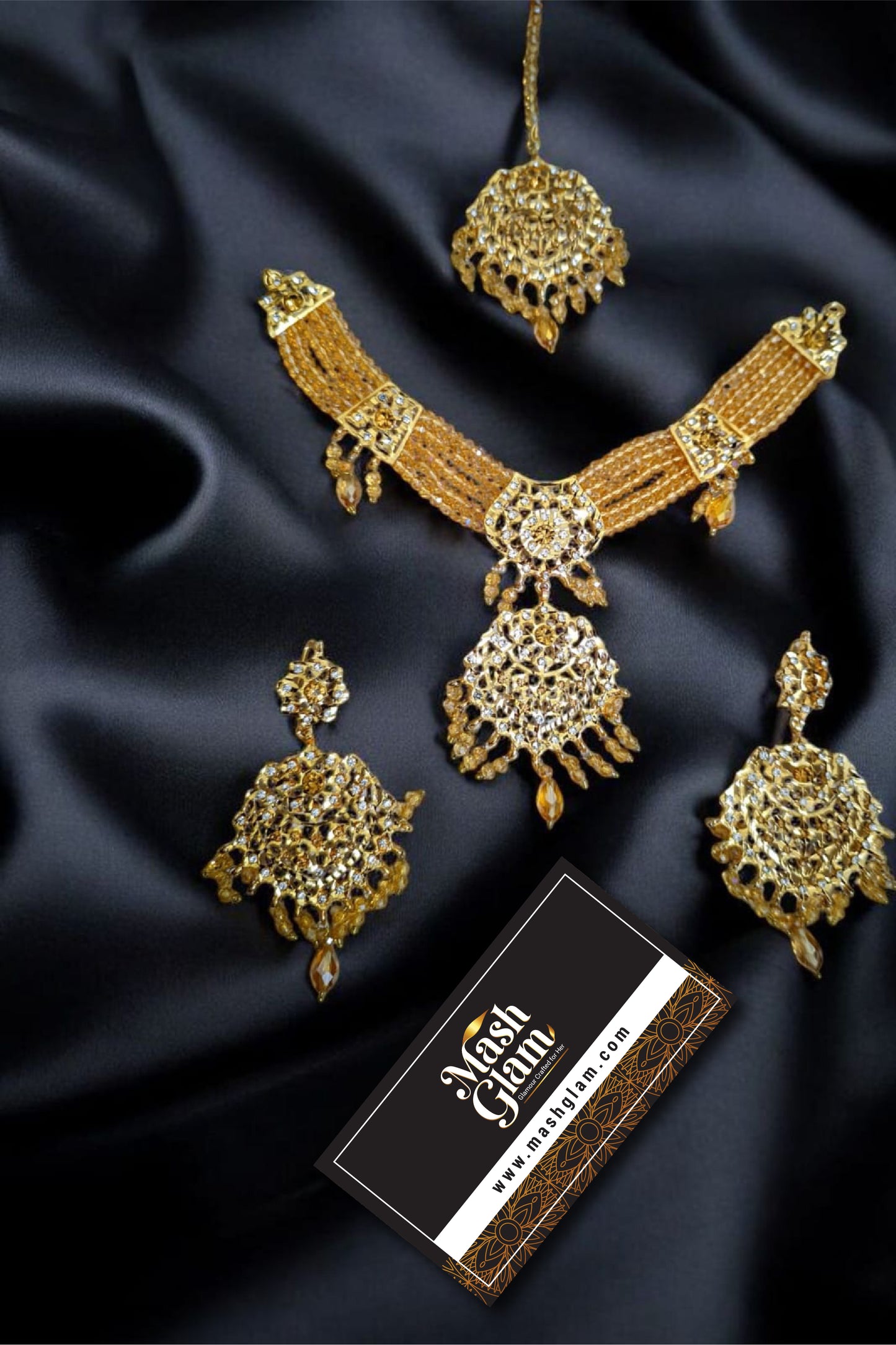 Antique Gold-Plated Necklace Set with Tika